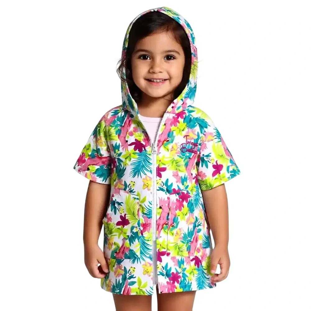 Tommy Bahama Girls Tropical Parrot Floral 1 Piece Swimsuit &Cover Up Set 4/5 NWT